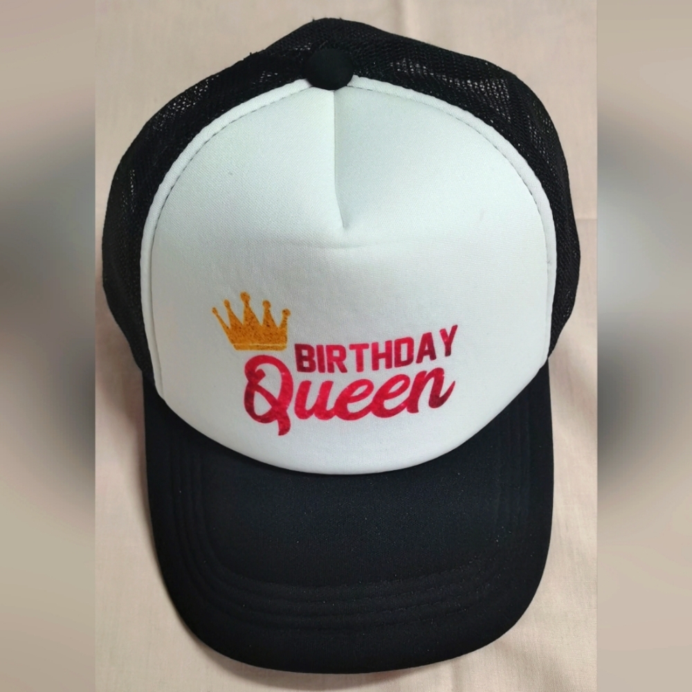 Birthday Queen & Crown Snapback Black White Cap Hat